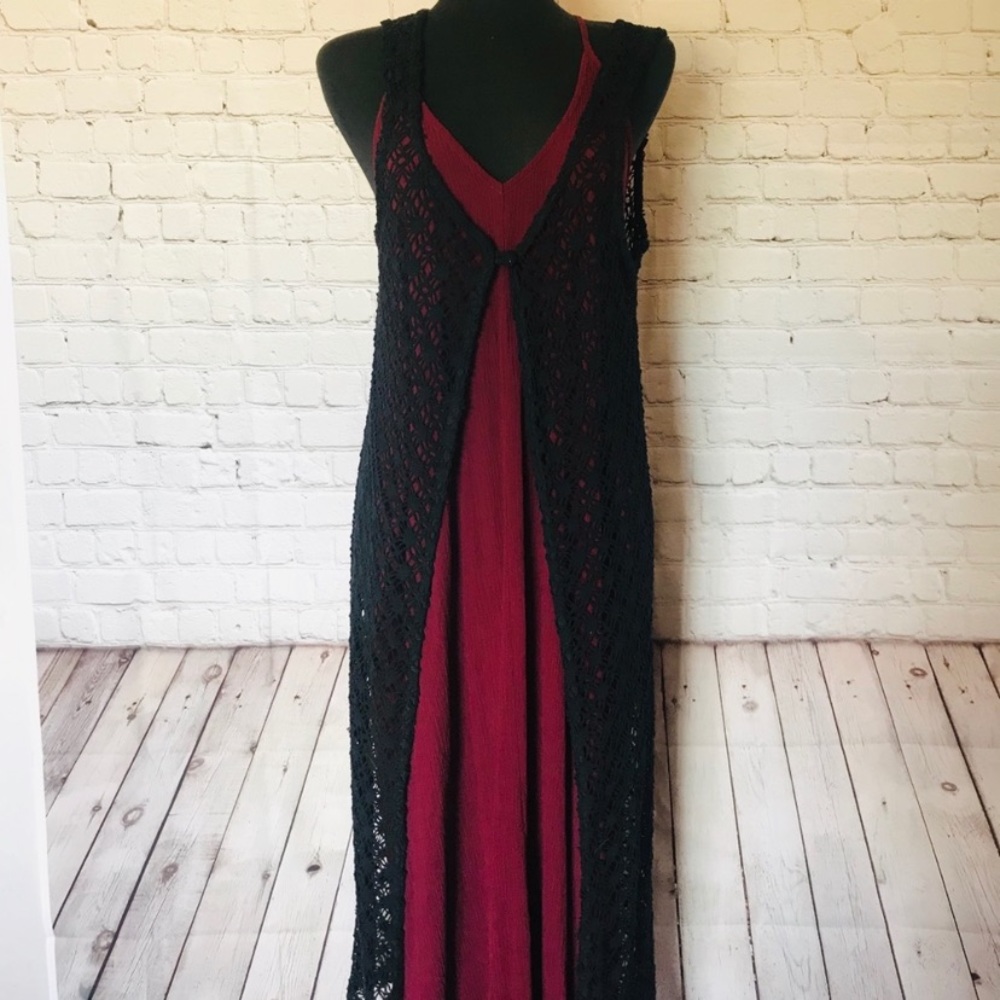 Vintage 90’s Long Crochet Vest - Size M